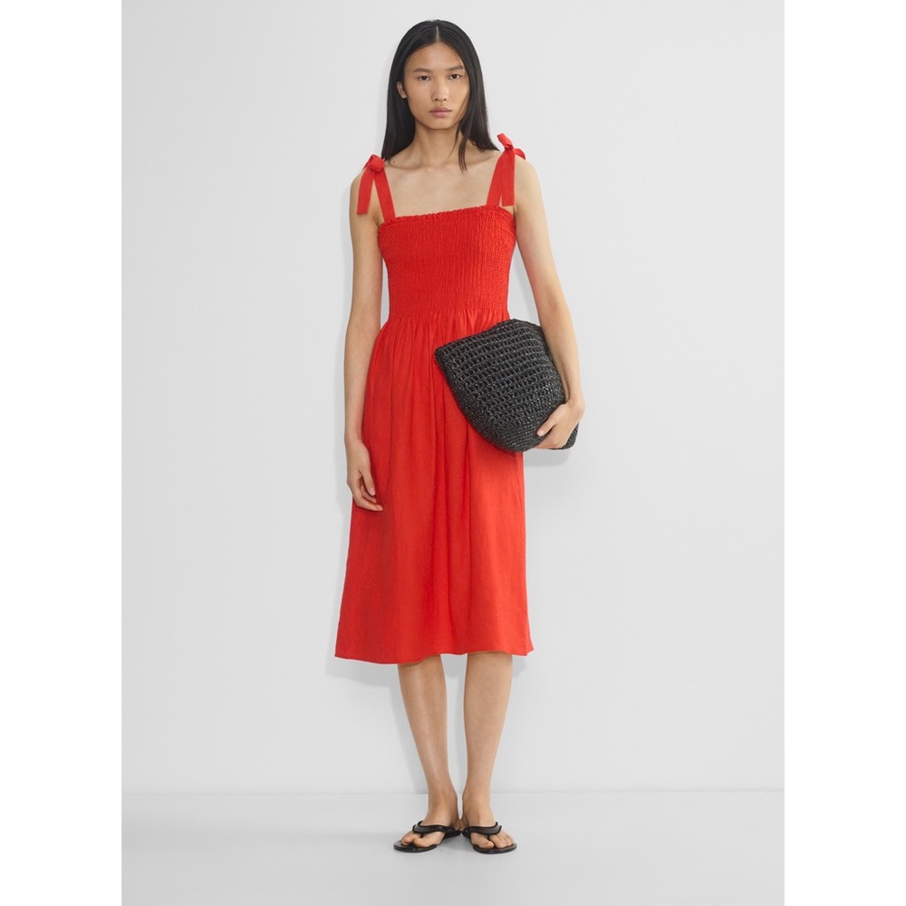 NWT Aritzia Wilfred Golden Hour Linen Dress in Poppy Red